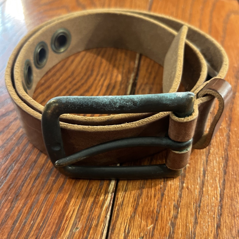 Diesel Vintage Brown Leather Belt with Silver Buckleโ 30-32" size 80 Pyna Italy